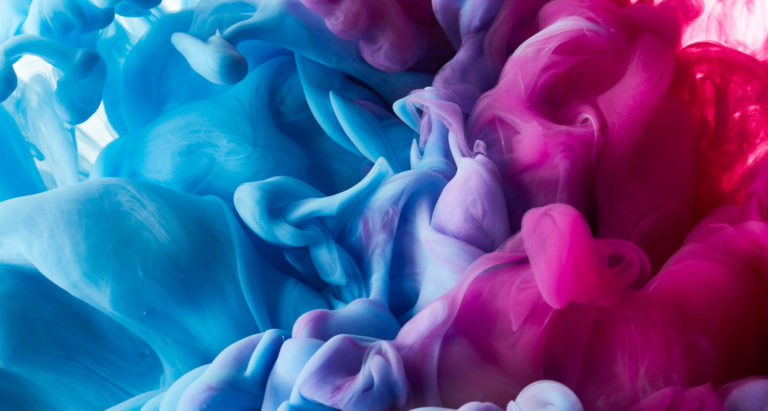 Swirls of blue and pink ink blend in water, forming a cloud-like effect graphic – GraphiPLAZA