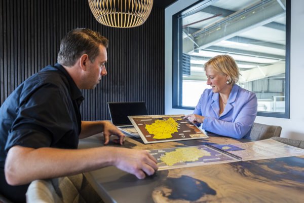 Printerior's Sander Verberk and Dedicon's Mariska Sturkenboom with tactile graphic